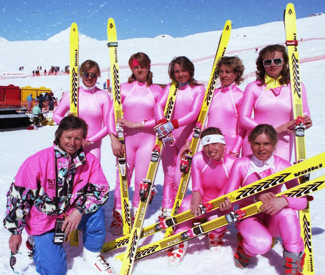 Женская сборная СССР по горным лыжам 1987 года и Л.Тягачев